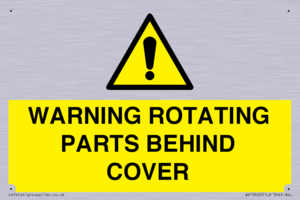 WARNING ROTATING PARTS BEHIND COVER